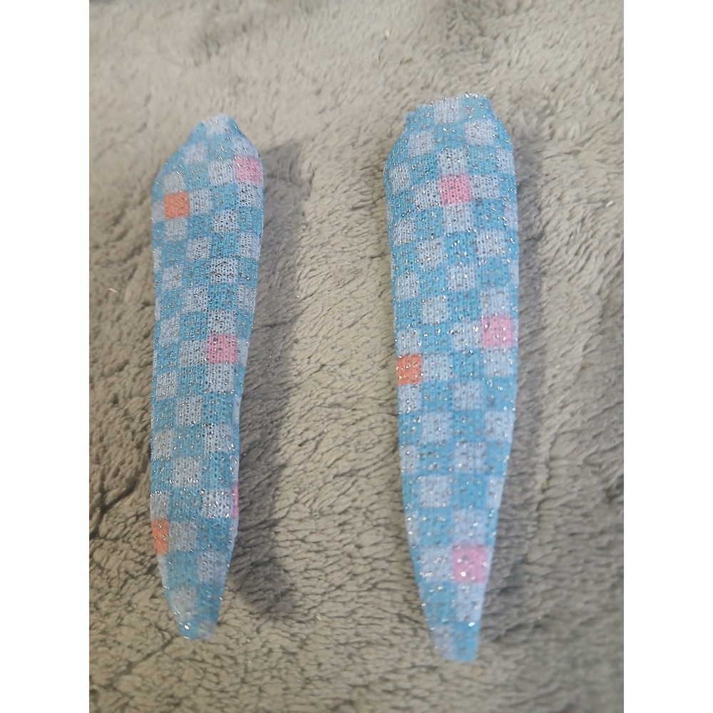 1986 Barbie Friends Fun Time Checkered Socks Blue White Pink Orange